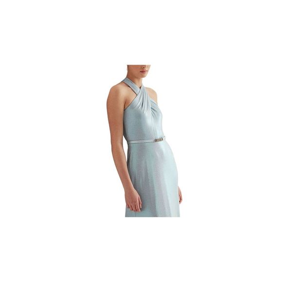 RALPH LAUREN Womens Light Blue Belted Lined Sleeveless Full-Length Gown Dress 16 - Picture 3 of 4